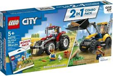 LEGO City 66772  Big Wheel Gift Set, 2in1 Tractor and Construction Digger Building Toy Sets Plus Farm Garden & Scarecrow Bonus Pack