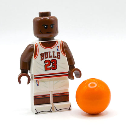 MJ #23 (White Jersey) Basketball Player Minifig made using LEGO parts - B3 Customs