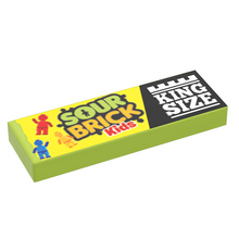 Sour Brick Kids Candy (King Size) - B3 Customs Printed 1x3 Tile made using LEGO parts