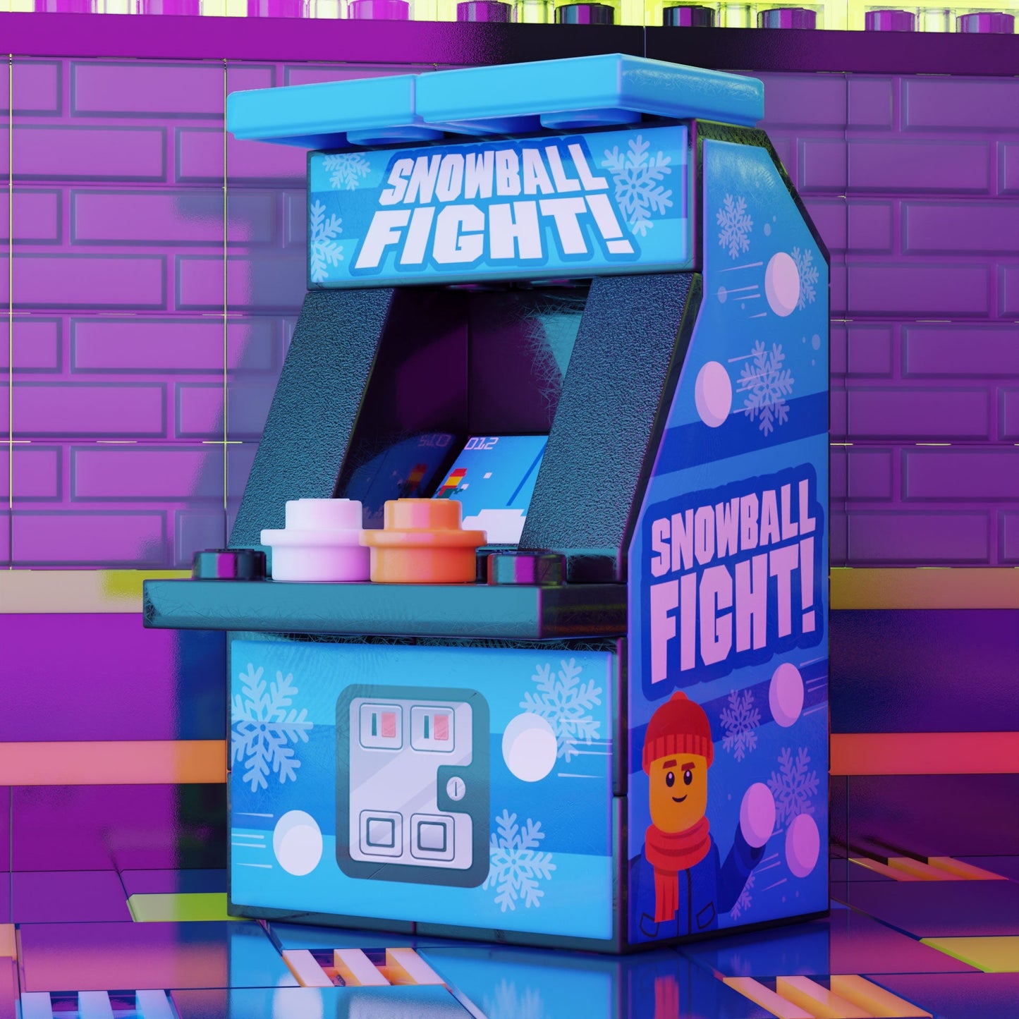 Snowball Fight Arcade Machine made using LEGO parts - B3 Customs