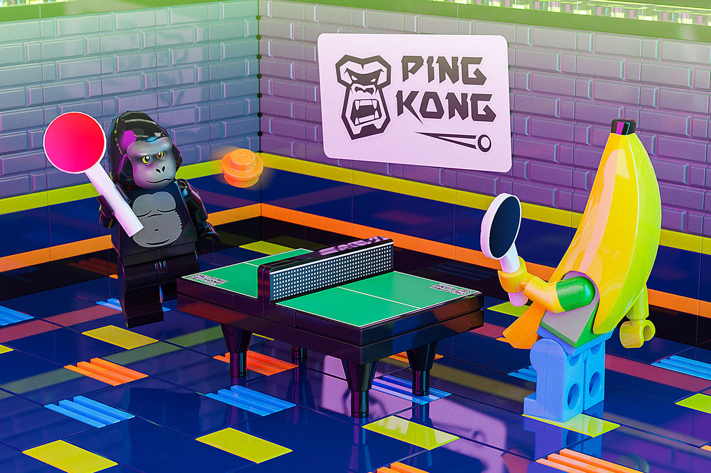 Ping Kong - Custom Ping Pong Table made using LEGO parts - B3 Customs