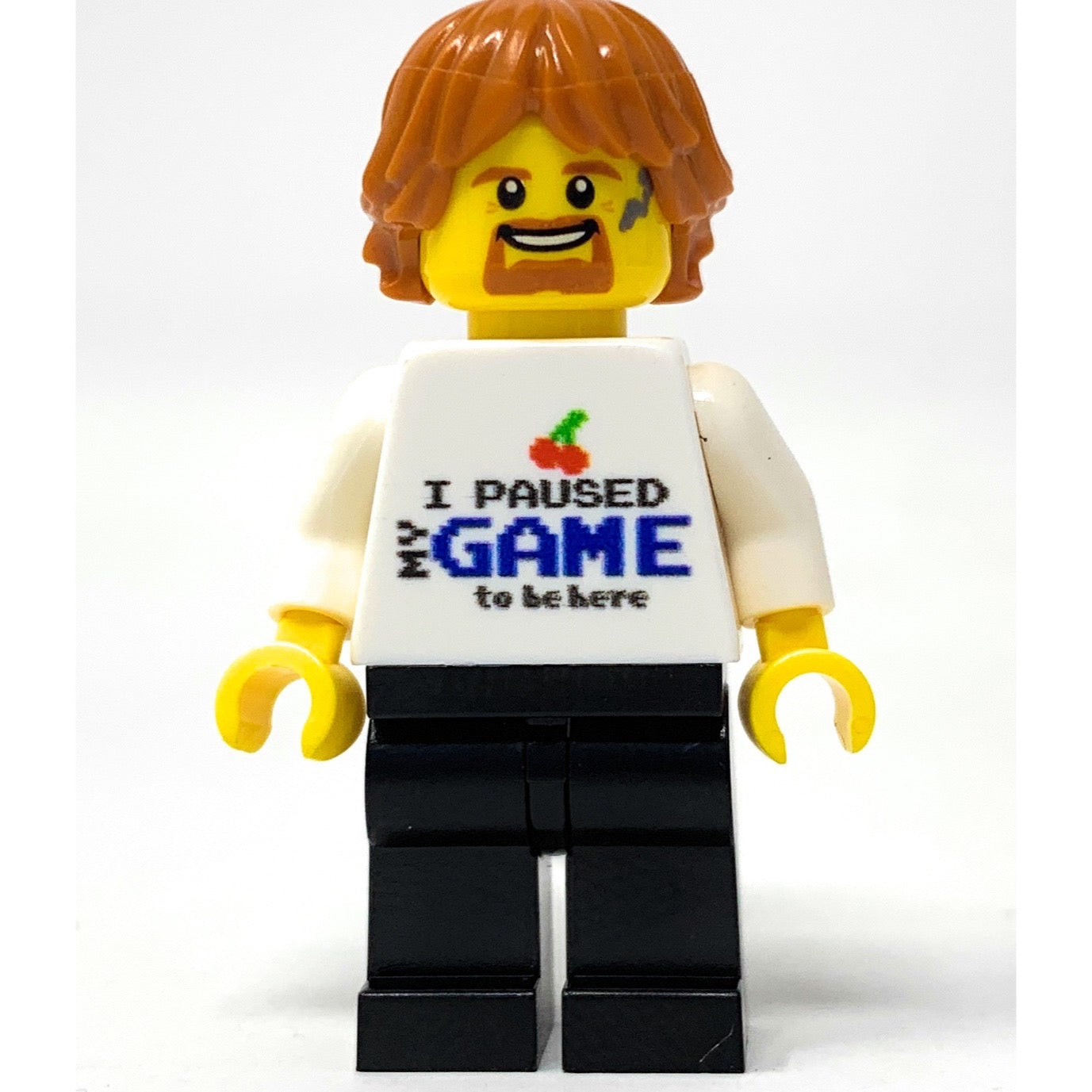 B3 Customs® Printed I Paused My Game To Be Here Minifig Torso (Gaming) made using LEGO parts