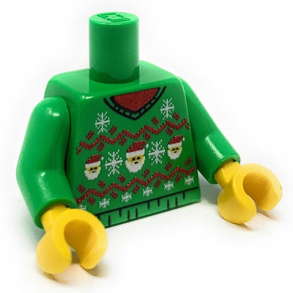 Ugly Green Santa Christmas Sweater Printed Torso made using LEGO parts